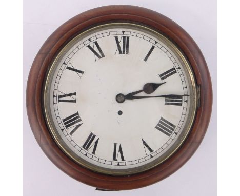 An 8-day dial wall clock,stained mahogany case with enamelled dial and brass chain driven fusee movement, case width 15".