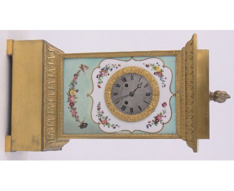 A 19th century French ormolu cased bracket clock by Le Roy of Paris,with painted porcelain panels, height including finial 17