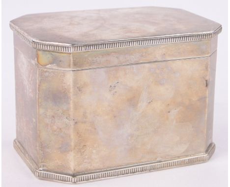 A Mappin & Webb silver tea caddy,of canted rectangular form, Sheffield 1922, length 10.5cm, 8.6 oz.