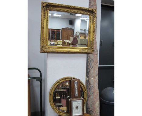 XIX Century Style Gilt Wall Mirror, Regency style wall mirror and a 1920s anoroid barometer (3)