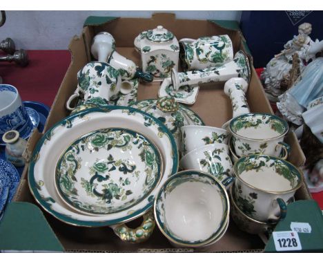 Masons Part Tea and Dinner Service, in the 'Chartreuse' pattern, comprising of lidded tureen, tea cups, candlesticks, jugs, l