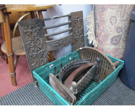 XIX Century Cast Iron Fire Front, 63cm wide, various frets including knight, grate.