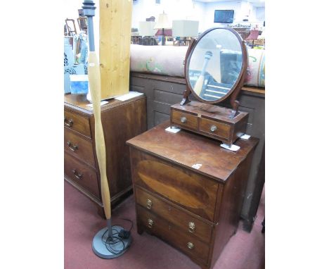 Standard Lamp, on circular base; XIX Century commode and a mahogany dressing table mirror. (3)