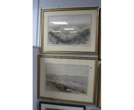 David Roberts 'City of Tiberias', lithograph 31.5 x 48cm, another similar of Jerusalem (2).