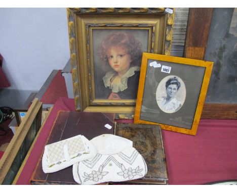Portrait Study of A Lady, monchrome watercolour, oval, 14 x 10cm, print, book of gems, Boys Own paper circa 1903-4, two bead 