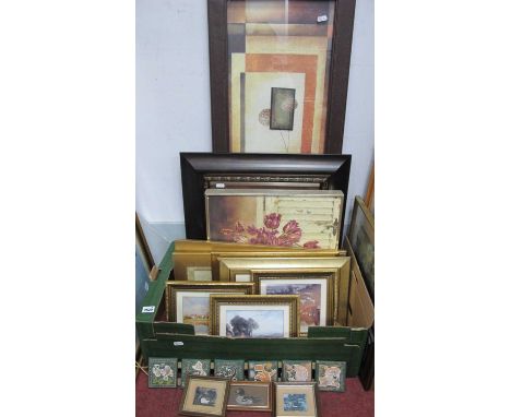 A Collection of Prints, to include mainly subject matter of flowers and animals, one large 3D print of two vases of flowers, 