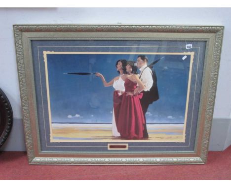 Jack Vettriano 'the Missing Man I', colourd print, with shaped mount, framed 50 x 75cm.