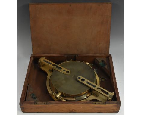 A 19th century lacquered brass surveyor's compass-level, by Davis &amp; Son, London &amp; Derby, 13cm two-level silvered regi