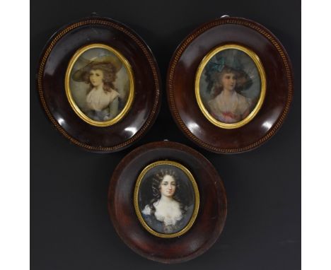 Continental School (19th century), a portrait miniature, of a late 17th century beauty, half-length, oval, watercolour on ivo