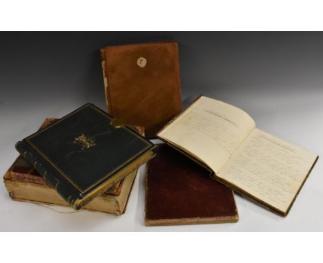 An early 19th century reverse calf school exercise book, volume 2 only, manuscript numbering to upper-cover, all the dated in