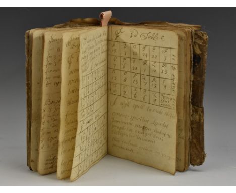 An early 18th century vellum ink MS commonplace book, possibly that of Henry Cheesman of Kent?, probably initially kept and i