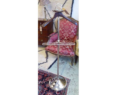 VALET STAND, French Art Deco style chrome and hardwood, 128cm H x 45cm.