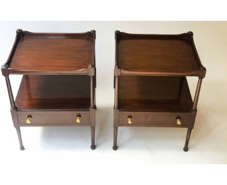 LAMP TABLES, a pair, George III design mahogany, each with undertier and drawer, 65cm H x 47cm x 41cm. (2)
