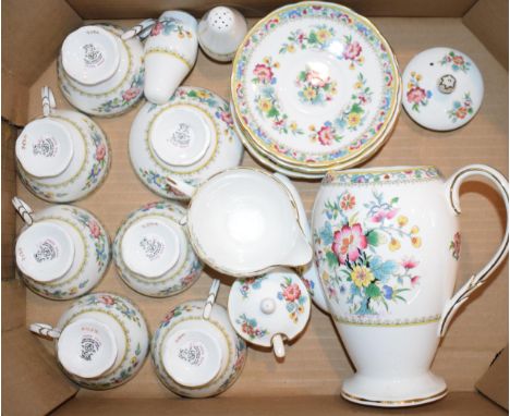 Coalport 'Ming Rose' tea service to include six cups and saucers, teapot, milk and sugar bowl together with cruet set. (Qty) 