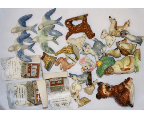 Wade Whimsies to include swallows, Disney Hatbox figure, Coronation Street houses, a Goebel bear and a Beswick Beatrix Potter