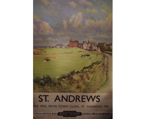 'British Rail' Railway poster 'St Andrews' by 'Patrick McIntosh lithograph printed by Stafford &amp; Co, Nottingham. 64cm x 1