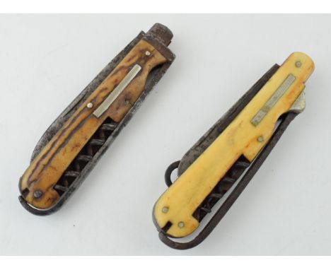 A 19th century Coachman's / Horseman's multitool pocket knife by H.G Long &amp; Co. Sheffield (Length 10cm) together with ano