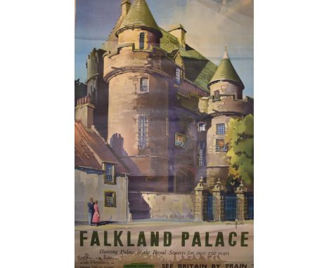 'British Rail' Railway poster 'Falkland Palace' lithograph printed by Stafford &amp; Co, Nottingham. 64cm x 100cm.  With wate