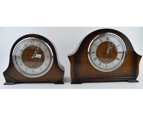 Two vintage mantle clocks to include mechanical clock with chiming movement With pendulum and key 'Made in England' together 