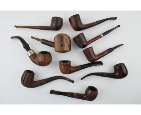 A collection of vintage tobacco smoking pipes to include briar and similar examples by 'K &amp; P Peterson', 'SRADFORD', 'ALD