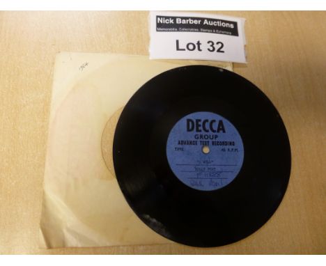 Records : Decca 'Acetate' - Test Pressing, 'I Will' - Billy Fury F11888 - 1964, good/vg cond.