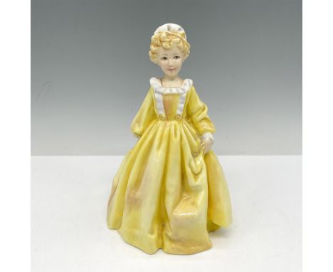 Young girl in yellow gown. Royal Worcester backstamp. 3081. Artist: F.G. DoughtyIssued: 20th centuryDimensions: 4.25"L x 4.25