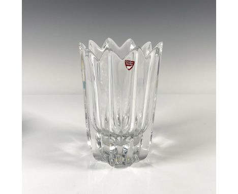 Crystal Fleur Vase. Orrefors etched backstamp and original sticker. Issued: 20th centuryDimensions: 7.5"H x 4.75"diaManufactu