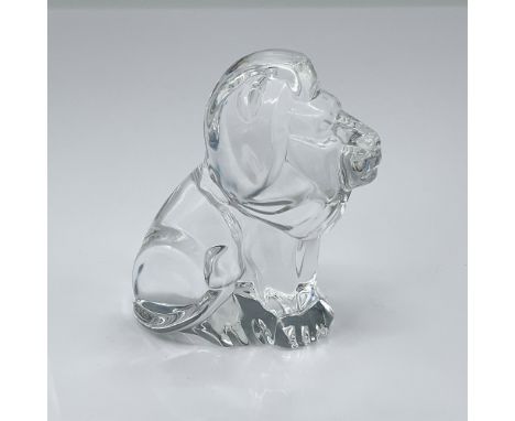 A clear glass figurine showcasing a regal lion, embodying strength, nobility, and judicious leadership. Inspired by historica