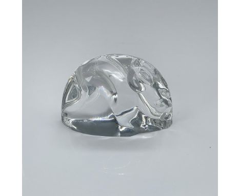 Steuben crystal glass rat shaped hand cooler or paperweight. Signed Steuben. Dimensions: 2.75"L x 1.25"W x 1.75"HManufacturer