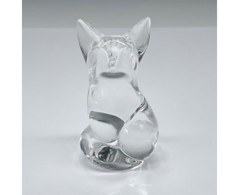 A hand-sized crystal-clear compact figurine showcasing a cunning fellow with a bushy tail. Inspired by historical hand-coolin