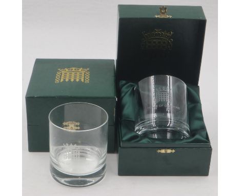 Two House of Commons boxed crystal glasses. UK P&amp;P Group 2 (£20+VAT for the first lot and £4+VAT for subsequent lots) 