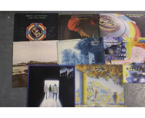 Ten Rock LPs including Smokey Fingers (with zip), Genesis, Who, and Deep Purple. UK P&amp;P Group 2 (£20+VAT for the first lo