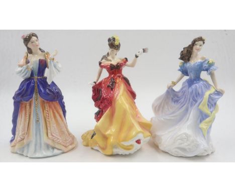 Three Royal Doulton figurines, Rebecca HN4041, Desdemona HN3676 and Belle HN3703, all boxed. UK P&amp;P Group 3 (£30+VAT for 