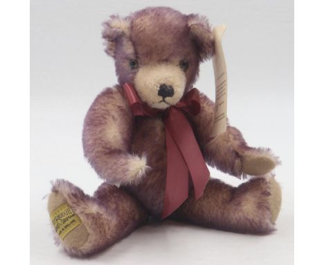 Merrythought limited edition Mohair 'Lavender' bear, 304/500, with all tags. H: 28cm. UK P&amp;P Group 1 (£16+VAT for the fir