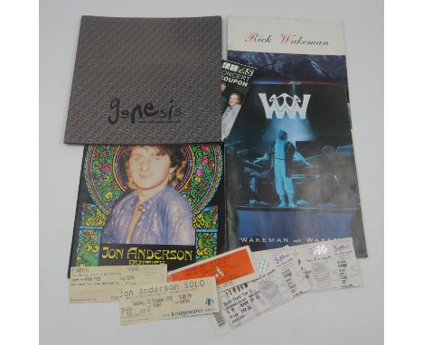 Tour programmes and tickets for Genesis, Jon Anderson and Rick Wakeman (2), with some tickets. Genesis: Old Trafford, 7/7/07 