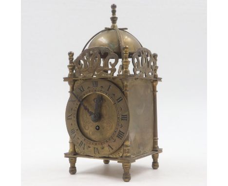 Smiths brass clockwork lantern clock. UK P&amp;P Group 2 (£20+VAT for the first lot and £4+VAT for subsequent lots) 