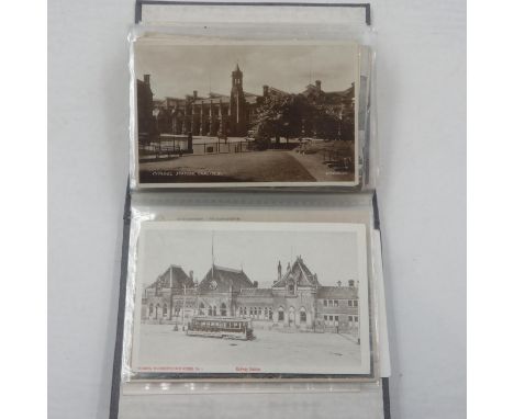 Album of railway station postcards, approx 100. UK P&amp;P Group 2 (£20+VAT for the first lot and £4+VAT for subsequent lots)