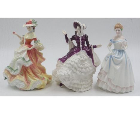 Three Royal Doulton figurines, Rose HN3709, Claire HN3646 and Christmas Day 2004 HN4558, all boxed. UK P&amp;P Group 2 (£20+V