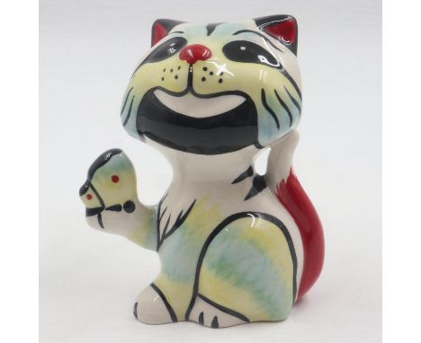 Lorna Bailey butterfly cat, no cracks or chips, H: 15 cm. UK P&amp;P Group 1 (£16+VAT for the first lot and £2+VAT for subseq