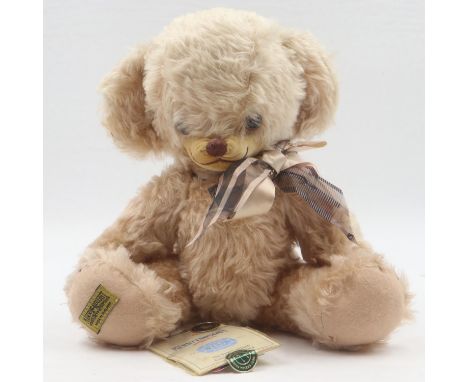 Merrythought 'Corn Silk' T150W Cheeky Bear, 65th Anniversary limited edition 324/1000, with all tags. H: 37cm. UK P&amp;P Gro
