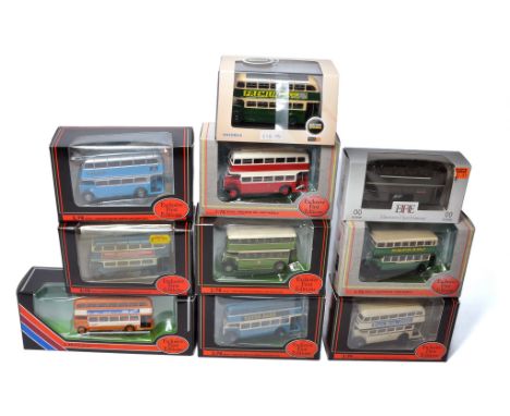A group of 10 Bus and Transport diecast model vehicles from EFE (plus 1 x Oxford). Various themes, routes and company liverie