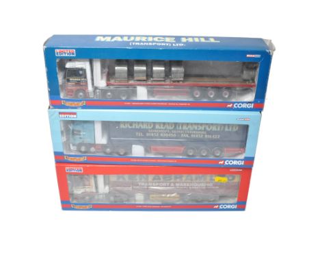 Corgi Diecast Model Truck issues comprising trio of Tractor Trailer Sets in the liveries of Maurice Hill, Ken Abram and Richa