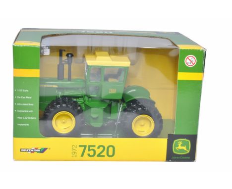 Britains 1/32 Farm Model issue comprising No. 42587 John Deere 7520 Double wheel Tractor. Excellent in box. Box is excellent.