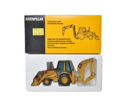 NZG 1/50 Diecast Model Construction issue comprising No. 378/1 CAT 428 Backhoe Loader with Hammer. Looks to be good to very g