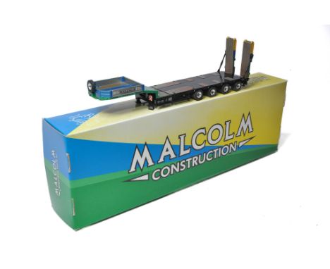 Tekno diecast model truck issue comprising Malcolm liveried low loader trailer (no tractor unit), with box as shown. 