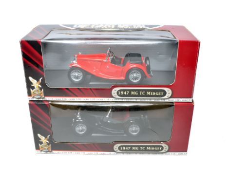 Road Signature 1/18 diecast model car comprising MG 1947 MG TC Midget. Looks to be excellent in box. Box is good, some signs 