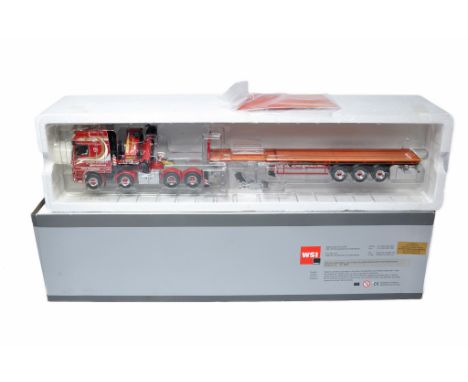 WSI 1/50 Diecast Model truck issue comprising DAF XF SSC Flatbed Crane Trailer in the livery of John O'Neils (with leaflet). 