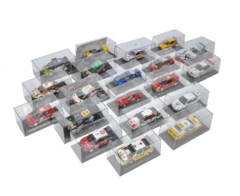 A group of 20 1/43 diecast model rally and race themed diecast vehicles, mostly look to be from Deagostini series. Generally 