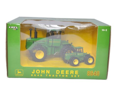 Ertl 1/32 Farm Model issue comprising No. 16174A John Deere 8640 Tractor duo including 1/64 variant. Plow City Show 2008. Exc