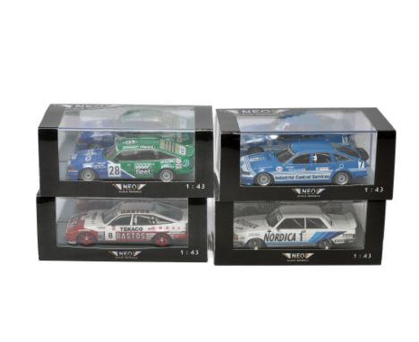 A group of 4 Neo diecast model cars comprising Volvo 24 Turbo-RAS Sport J.Cecotto-A.Olofsson - ETCC 1986, Rover Vitesse-ICS-A